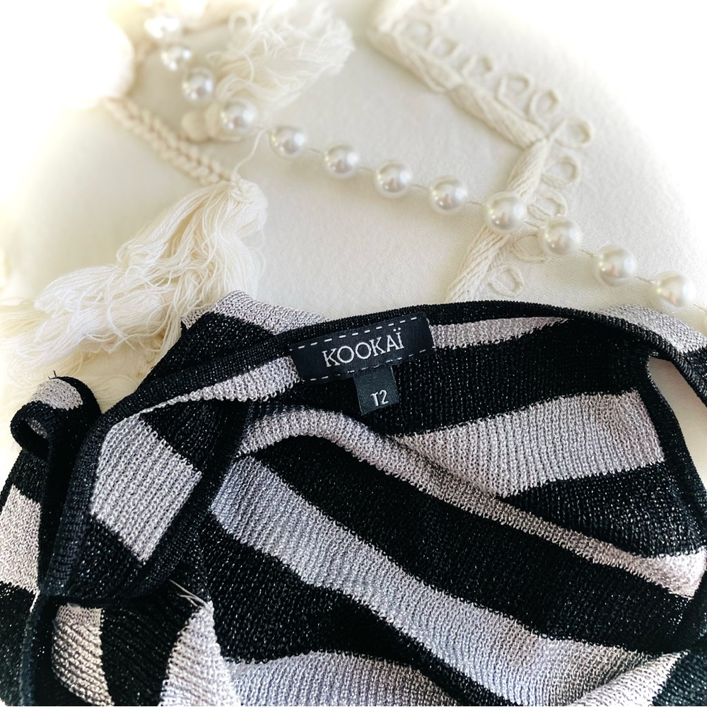 KOOKAI | XS / S / T2 | Striped Metallic Silver Stretch Lightweight Cami Tank Top
